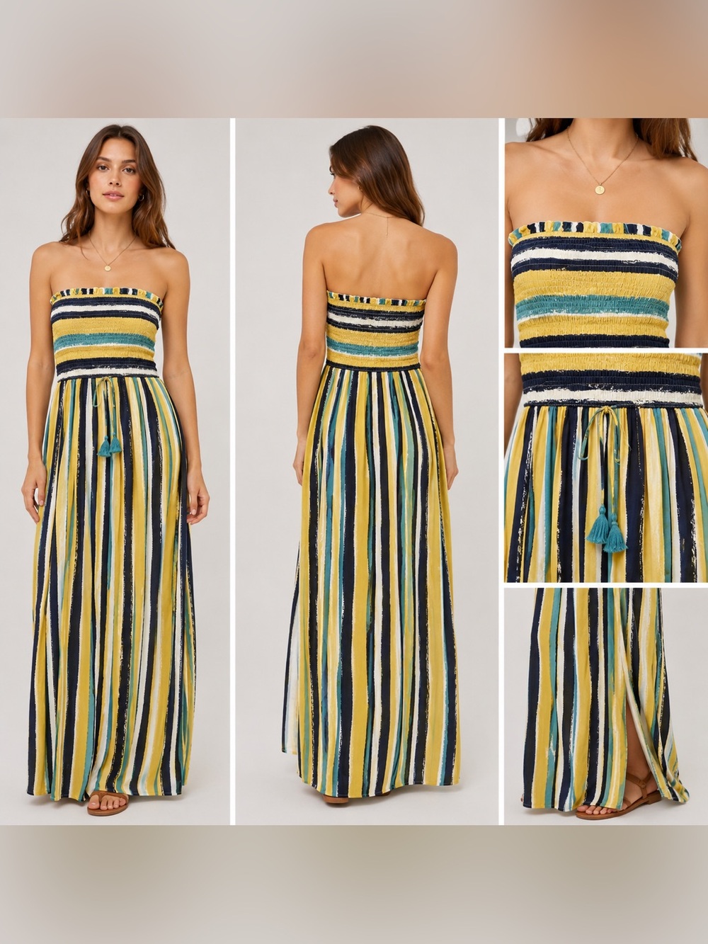 2 pc set - Smocked Striped Tube Top/Pant set – Size Small – Summer Ready